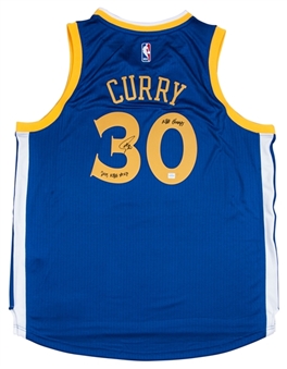 Stephen Curry Signed and Inscribed Golden State Warriors Road Jersey (Curry COA)